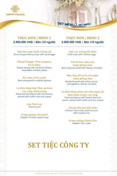 SET MENU TIỆC CÔNG TY