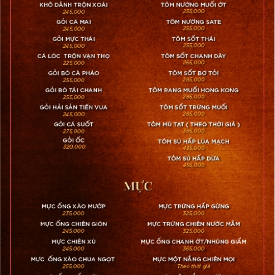 MENU TIỆC VIP