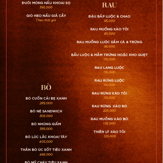 MENU TIỆC VIP