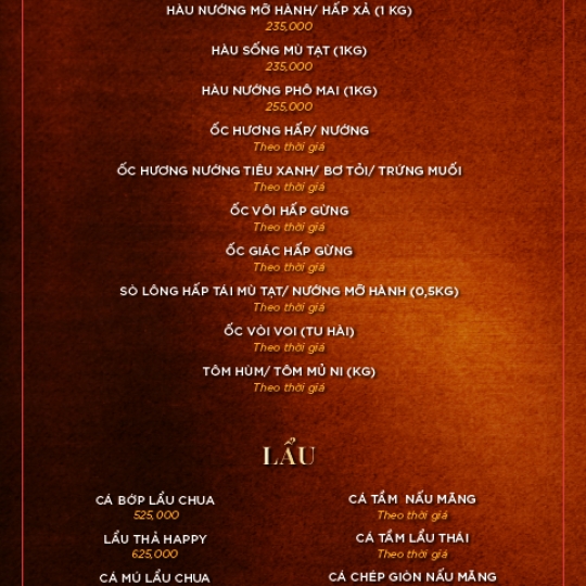 MENU TIỆC VIP