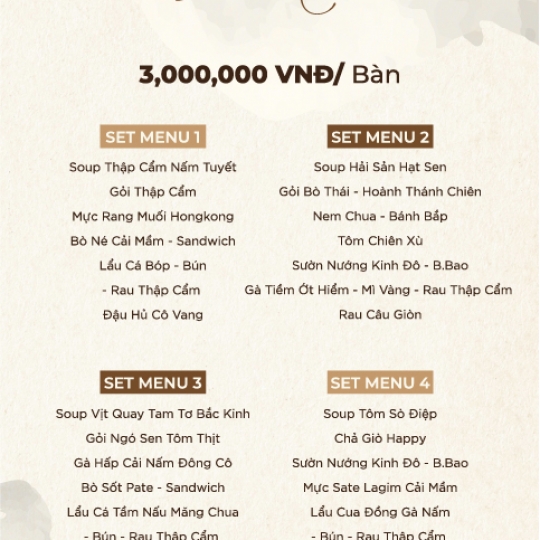 SET MENU TIỆC CƯỚI