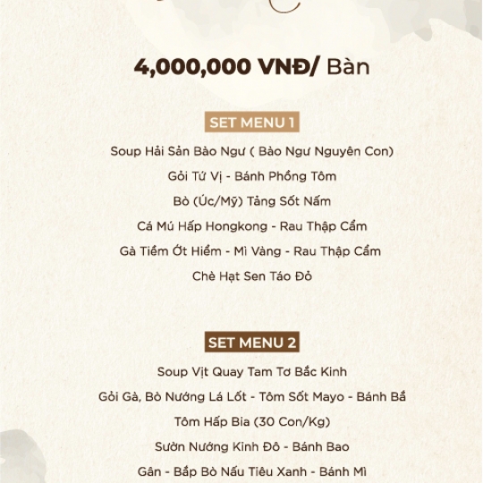 SET MENU TIỆC CƯỚI