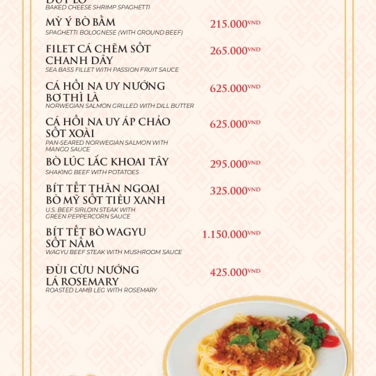MENU TIỆC VIP