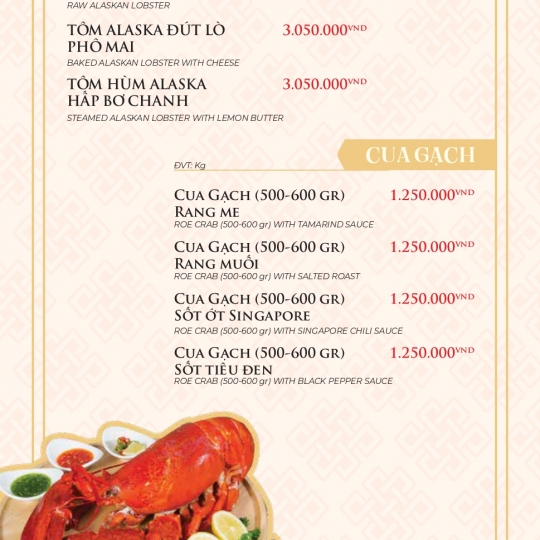 MENU TIỆC VIP