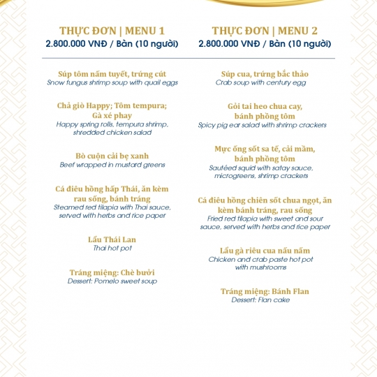 SET MENU TIỆC CƯỚI