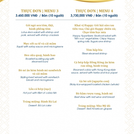 SET MENU TIỆC CƯỚI