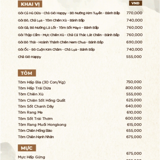 MENU TỰ CHỌN TIỆC CƯỚI